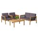 Costway 4-Piece Patio Rattan Furniture Set Acacia Wood Cushioned Sofa Gray QD-G5D14-A4-AGR+