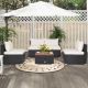 ANGELES HOME 5-Piece PE Rattan Patio Conversation Set with Solid Acacia Wood Tabletop and Soft White Cushions SA699-9HW31