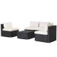 Costway 5-Piece Patio Rattan Wicker Furniture Conversation Set Cushioned Sofa Deck in Off White QD-6GW2