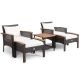 Costway 5-Piece Patio Rattan Furniture Set Acacia Wood Table Armrest Cushion Yard in Off White QD-G5D537+
