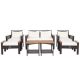 Costway 7-Piece Patio Rattan Furniture Set Cushioned Loveseat Sofa Ottoman Table in Off White QD-G5D539+