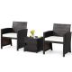 Costway 3-Piece Patio Wicker Furniture Set Storage Table with Protect Cover Cushioned in Off White QD-G5D4-A4-A4-AIT