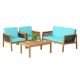 Costway 4-Piece Patio Rattan Furniture Set Acacia Wood Cushioned Sofa Turquoise QD-G5D14-A4-AS1+