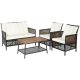 Costway 4-Piece Patio Rattan Furniture Set Cushioned Chairs Wood Table Top with Shelf in Off White QD-7024-A2IT+