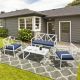 ANGELES HOME 4-Piece Heavy-duty White Steel Frame Patio Conversation Set with Navy Cushions SA644-9HW13
