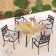 PHI VILLA 5-Piece Metal Patio Outdoor Dining Set with Square Brown Tabletop and Stationary Chair with Beige Cushions THD5-456405