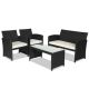 Clihome 4-Piece Wicker Outdoor Patio Conversation Furniture Set Patio Sofa and Table Set CL-WH63239