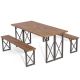 HONEY JOY 3-Piece Wood Picnic Table Bench Set Outdoor Dining Set Camping Table with Seat and 2