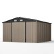 Patiowell 10 ft. W x 10 ft. D Metal Storage Shed for Outdoor, Steel Yard Shed with Lockable Doors, Brown (100 sq. ft.) PAMS1010
