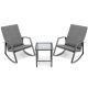 Costway 3-Piece Wicker Patio Conversation Set Rattan Rocking Chair Table Furniture Set Yard with Gray Cushion A1Q2-10NS12GR