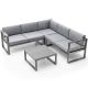 Costway 4-Piece Patio Furniture Set Aluminum Frame Loveseat Coffee Table Cushions Deck Grey GHMHSKU00002