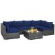 Costway 7-Piece Patio Rattan Furniture Set Sectional Sofa Cushioned Garden Navy QD-704-A39NY+