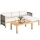 Costway 3-Piece Patio Acacia Wood Sofa Furniture Set Thick Cushion with Nylon Rope Armrest QD-6G3G5DIT+