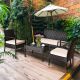 Clihome 4-Pieces Wicker Patio Conversation Set Furniture Sets Rattan Chair Outdoor Bistro with Beige Cushions CWCH-HW68AD722