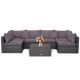 Clihome 7-Piece Wicker Patio Conversation Set Rattan Furniture Set with Gray Sectional Sofa Cushioned CL-GR+-70439