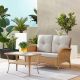 Gymojoy Carlos Natural 2-Piece Wicker Patio Conversation Set with Off White Cushions SS046-1