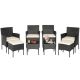 Costway 8-Pieces Patio Rattan Furniture Set Sofas Ottomans Cushioned Table Free Combination in White QD-7064-A2+