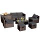 Gymax 8-Piece Patio Rattan PE Wicker Conversation Set All-Weather Furniture Set with Cushions Grey GYM10948