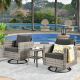 OVIOS Marvel Gray 3-Piece Wicker Wide Arm Patio Conversation Set with Black Cushions and Swivel Rocking Chairs MBR103R