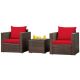 Clihome 3-Piece Wicker Patio Conversation Set Rattan Furniture Set with Red Cushions CL-RE66531+