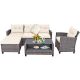 Gymax Pieces Rattan Patio Conversation Furniture Set Outdoor Sectional Sofa Set White GYM11088