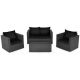 Clihome 4-Piece Wicker Patio Conversation Set Furniture Set with Black Padded Cushions and Tempered Glass Coffee Table CL-BBK+-65410