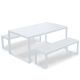 Aoodor Outdoor 3-Piece Aluminum Rectangular Patio Dining Set with 2 Benches - White 800-169-WH