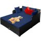 Clihome Wicker Outdoor Patio Conversation Set Spacious Rattan Daybed with Navy Upholstered Cushion CL-NY-67329