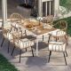 DEXTRUS 7-Piece Wicker Outdoor Dining Set with Rectangular Dining Table and 6 Yellow Rattan Dining Chairs with Beige Cushions HDPB0006664AV