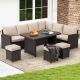 AECOJOY 7-Pieces Patio Brown Wicker Furniture Dining Set with Beige Cushions 16076WH-ELM-HD01