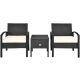 FORCLOVER Black Rattan 3-Piece Wicker Patio Conversation Set with White Cushions HYFE-63757WH