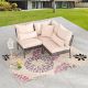 Patio Festival 3-Piece Wicker Outdoor Corner Patio Sectional with Beige Cushions PF21164X2-165