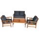 Costway 4-Piece Wood Wicker Patio Conversation Set with Gray Cushion GHM0553