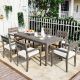 Harper & Bright Designs 7-Piece Gray Acacia Wood Outdoor Dining Set with Beige Cushions WYT026AAE