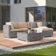 JOYESERY 5-Pieces PE Rattan Wicker Outdoor Sectional Conversation Couch Sets All-Weather Sofa Sets with Light Tan Cushion J-GPF500HSD