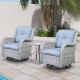 Gymojoy Carolina Light Gray 3-Pieces Wicker Patio Conversation Deep Seating Set with Olefin Baby Blue Cushions SS07172-1