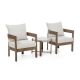 GREEMOTION Lotus Natural 3-Piece Metal Patio Conversation Set With Beige Cushions GHN-3246OU-5QL