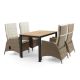 GREEMOTION Mackay 5-Piece Metal and Teak Rectangle Outdoor Dining Set with Beige Cushion Set and Reclining Chairs GHN-4226-7QD