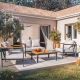 Tozey Chillrest Deluxe 4-Piece Acacia and Steel Patio Conversation Set with Ice Gray Cushion V-LCRF22-0068-BG