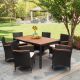 Tozey 7-Piece Acacia and Wicker Outdoor Dining Set with Beige Cushions V-LCRFTB090116C