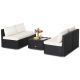 HONEY JOY 5-Piece Patio Furniture Set Outdoor Rattan Sofa Set with Seat and White Cushions Convenient Square Coffee Table TOPB006606