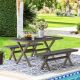 LUE BONA X Base 3-piece Rectangular Aluminum Plastic Wood Outdoor Patio Dining Table Set-Slate Gray DPTHD23011-4