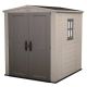 Keter Factor 6 ft. W x 6 ft. D Outdoor Durable Resin Plastic Storage Shed with Double Doors, Taupe Brown (37.43 sq. ft.) 213562