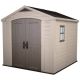 Keter Factor 8 ft. W x 8 ft. D Large Outdoor Durable Resin Plastic Storage Shed with Double Doors, Taupe Brown (70.49 sq. ft.) 213563