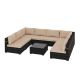 UPHA Brown 9-Pieces PE Rattan Wicker Patio Conversation Set Furniture Set with Coffee Table for Deck, Backyard, Lawn, Beige TTBSF-AB2C-B