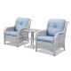 Gymojoy 3-Pieces Wicker Carolina Light Gray Patio Conversation Set with Baby Blue Cushions SS07276