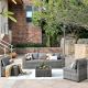 HOOOWOOO Crater Gray 6-Piece Wicker Wide-Plus Arm Outdoor Patio Conversation Sofa Set with Dark Grey Cushions BR2006GR