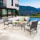 Patio Festival 4-Piece Metal Patio Conversation Set with Gray Cushions PF19104-20080-G