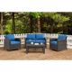 EDYO LIVING 4-Piece Wicker Patio Conversation Set with Blue Cushions LT1405-BL