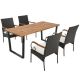ANGELES HOME 5-Piece Rattan Wicker Outdoor Dining Set Dining Set with Umbrella Hole for Poolside Backyard 10NP8CK136+